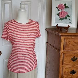 Talbots Ribbon & Sequins Striped Knit Top